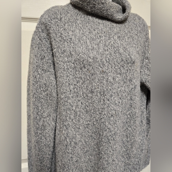 EILEEN FISHER Wool Slub Turtleneck Heather Grey SzLg - Picture 5 of 13